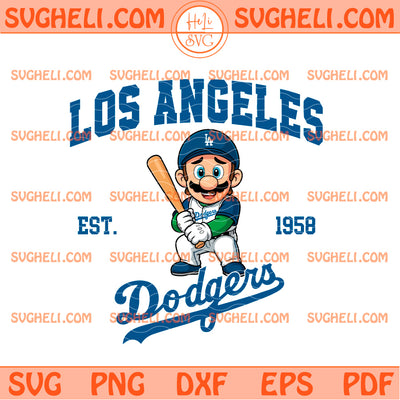 Luigi Super Mario LA Dodgers Est 1958 Svg Luigi Dodgers Svg