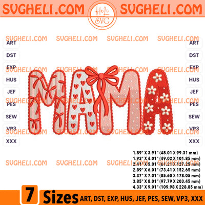MAMA Valentine Embroidery Design Mama Embroidery Design