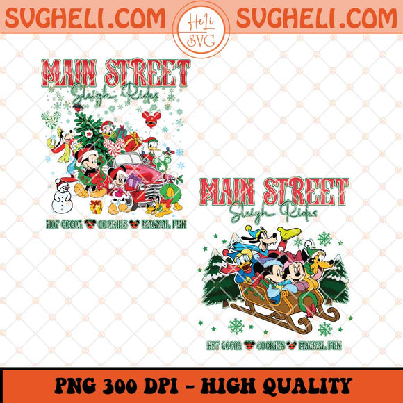 Main Street Mickey Minnie Sleigh Ride Png Christmas Png Sublimation Files