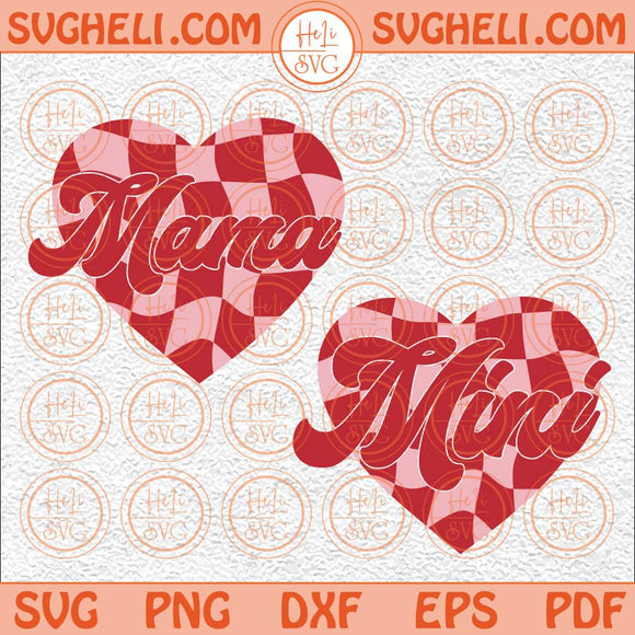 Mama Checkered Heart Svg Mini Checkered Heart Svg Valentine Svg Png Dxf Eps Files