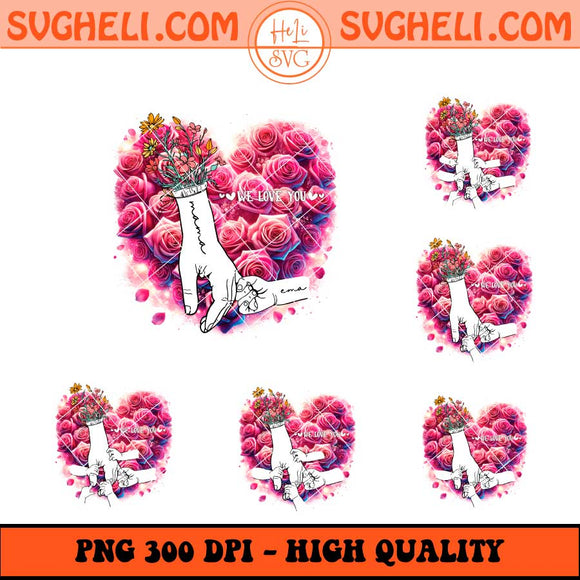 Mama and Kids Fist Bump Png Floral Mom Png Mother’s Day Png Sublimation Files