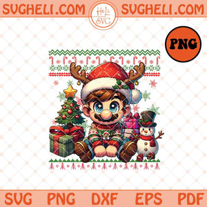 Mario Ugly Christmas Sweater Png Super Mario Santa Png Sublimation Files