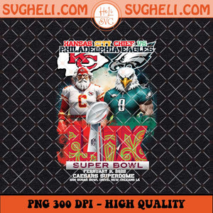 Mascots Super Bowl LIX Kansas City vs Philadelphia Eagles Png Sublimation Files