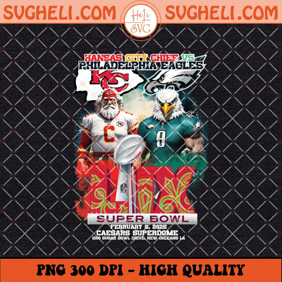 Mascots Super Bowl LIX Kansas City vs Philadelphia Eagles Png Sublimation Files