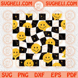 Melting Smiley Svg Checkered Dripping Smiley Svg Smile Face Svg Png Dxf Eps Files