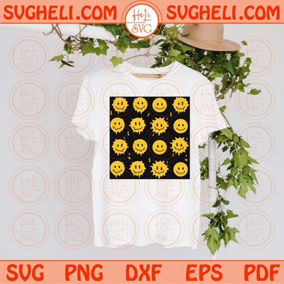Melting Smiley Svg Dripping Smiley Svg Smile Face Svg Happy Face Svg Png Dxf Eps Files