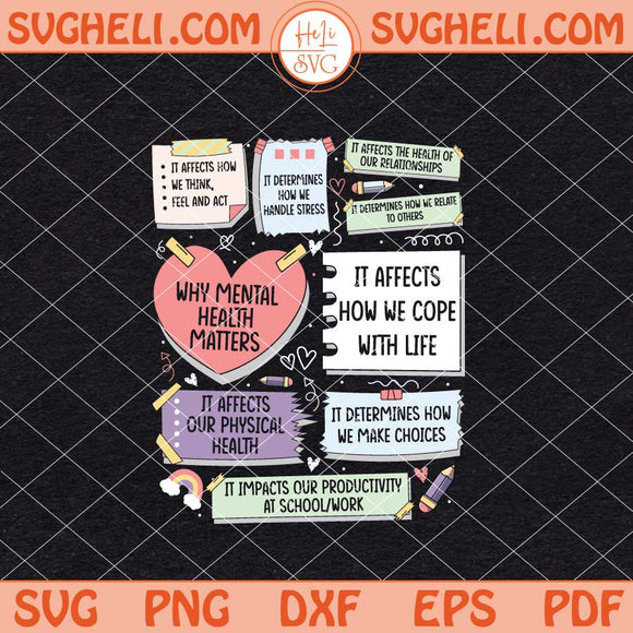 Mental Health Matters Svg Retro Motivation Saying Svg Png Dxf Eps Files