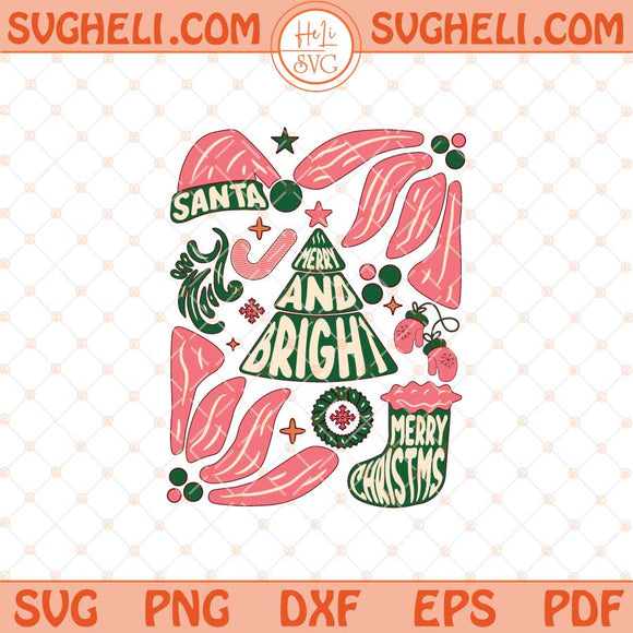 Merry And Bright Christmas Hand Drawn Svg Christmas Svg Png Dxf Eps Files