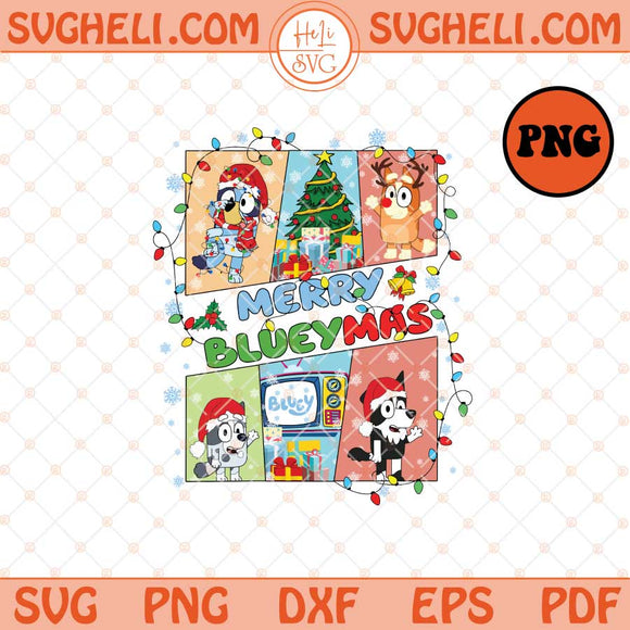 Merry Blueymas Png Christmas Kids Png Bluey Dog Png Sublimation Files