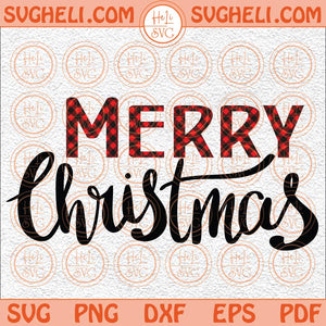 Merry Christmas Svg Black & White Buffalo Plaid Svg Christmas Svg Png Dxf Eps