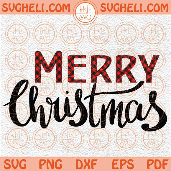 Merry Christmas Svg Black & White Buffalo Plaid Svg Christmas Svg Png Dxf Eps