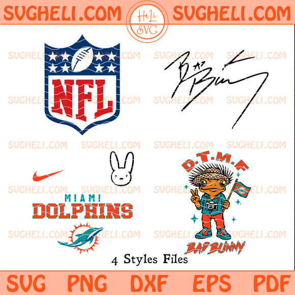 Miami Dolphins NFL Bad Bunny Svg Miami Dolphins Svg