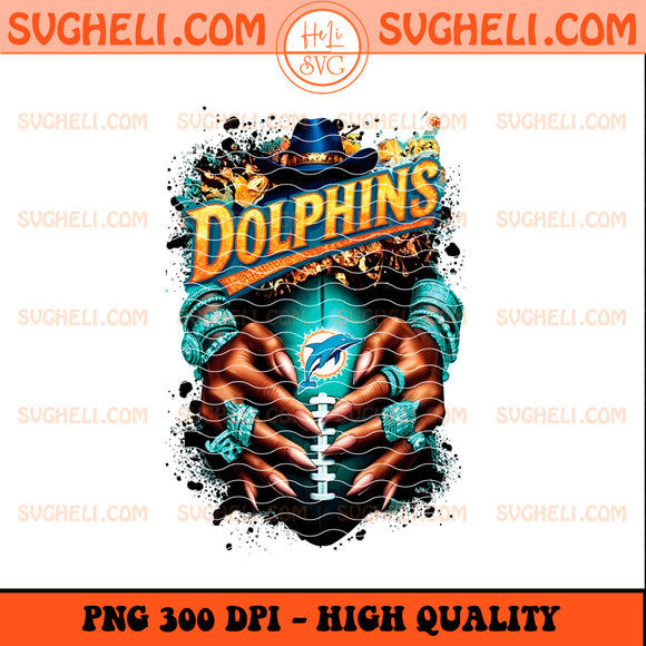 Miami Dolphins NFL Hand Nail Finger Png