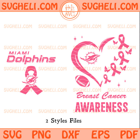 Miami Dolphins October Breast Cancer Awareness Svg