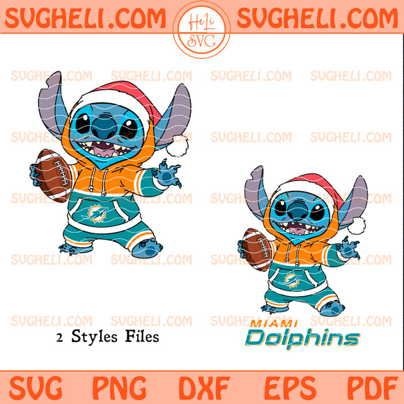 Miami Dolphins Stitch Football Christmas Svg