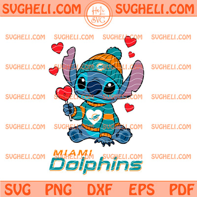 Miami Dolphins Stitch Valentine Football Svg Miami Svg