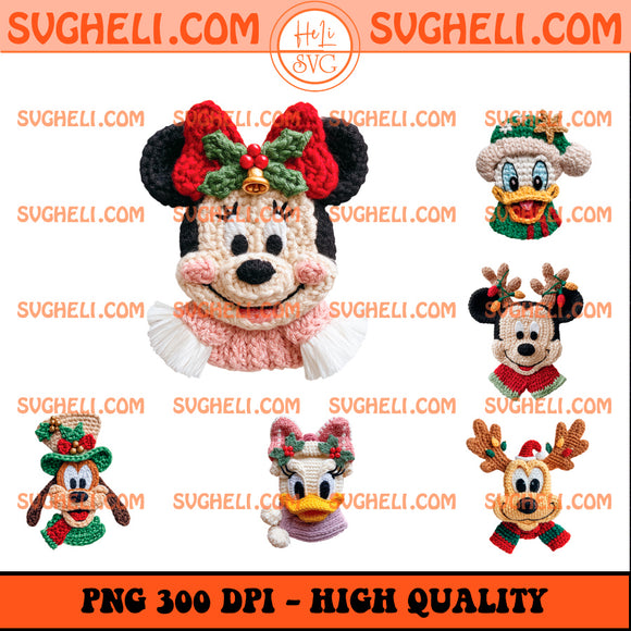 Mickey Friends Faces Faux Crochet PNG Bundle