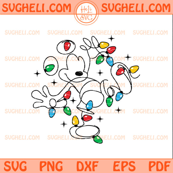 Mickey Mouse Christmas Lights Svg Mickey Christmas Svg