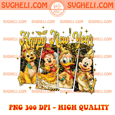 Mickey and Friends Gillter Happy New Year 2026 Png