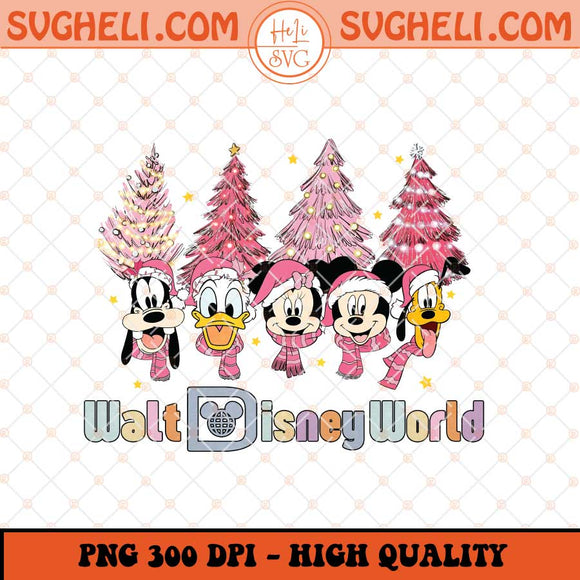 Mickey and Friends Pink Christmas Light Png Christmas Png Sublimation Files