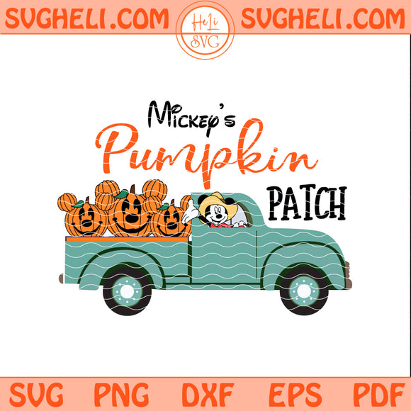 Mickey's Pumpkin Patch Haze Green Truck Halloween Svg