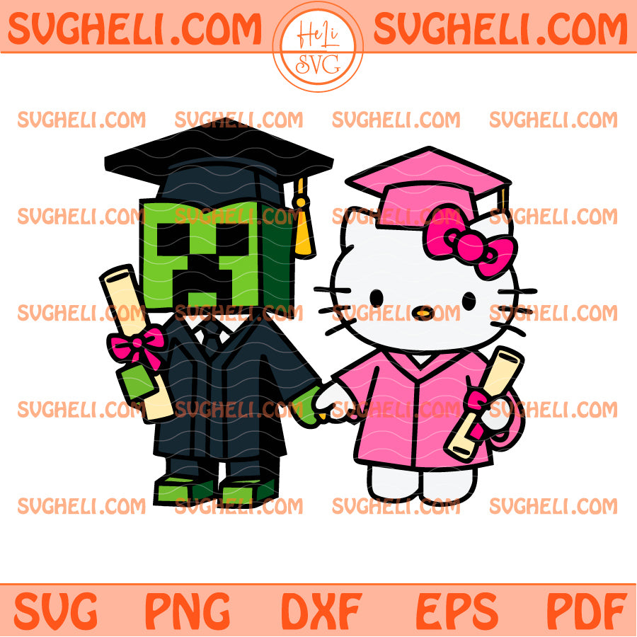Minecraft And Hello Kitty Graduation Svg Kitty Graduate Svg