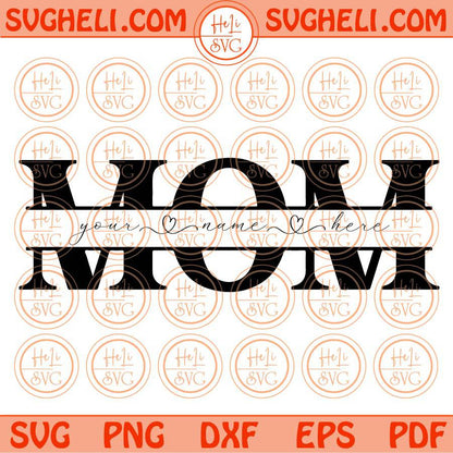 Mom Split Svg Mom Monogram Svg Mom With Kids Names Frame Svg Png Dxf Eps Files