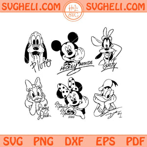 Mouse Friends Character Signature Autograph Bundle Svg Png Dxf Eps Files
