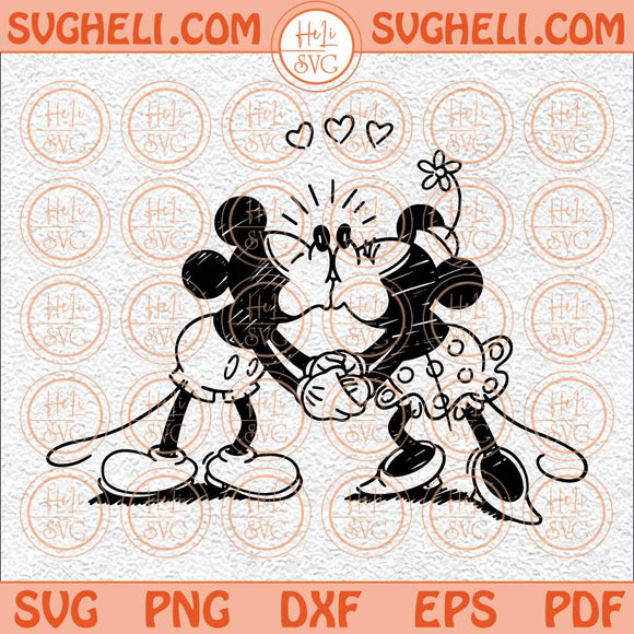 Mouses Kissing Svg Mickey Valentine Svg Mickey Sketch Svg Png Dxf Eps Files