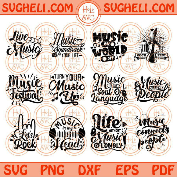 Music Svg Love Music Svg Music Lover Svg Music Quote Svg Bundle Png Dxf Eps Files