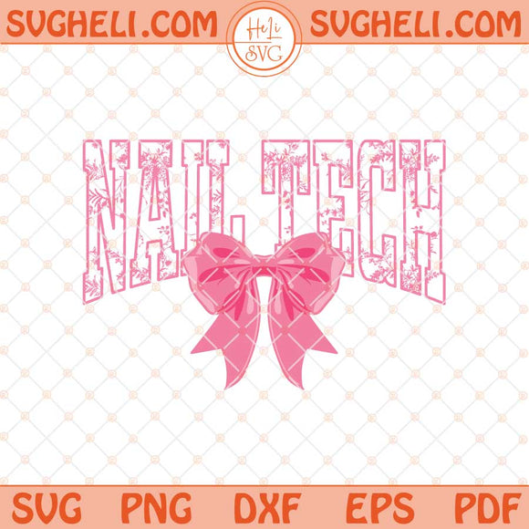 Nail Tech Floral Toile Pink Water Color Coquette Bow Svg Png Dxf Eps Files