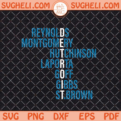 Names Raymond Hutch Goff St Brown Svg Detroit Players Svg Png Dxf Eps Files