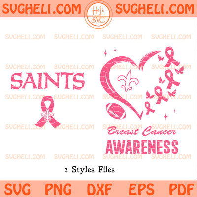 New Orleans Saints October Breast Cancer Awareness Svg