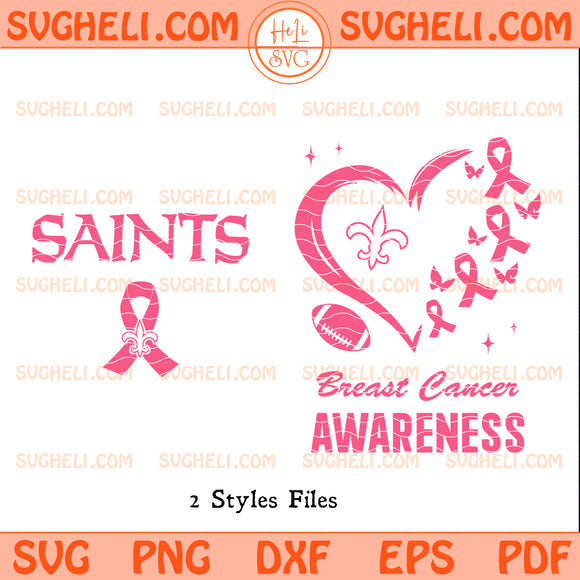 New Orleans Saints October Breast Cancer Awareness Svg