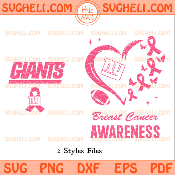 New York Giants October Breast Cancer Awareness Svg