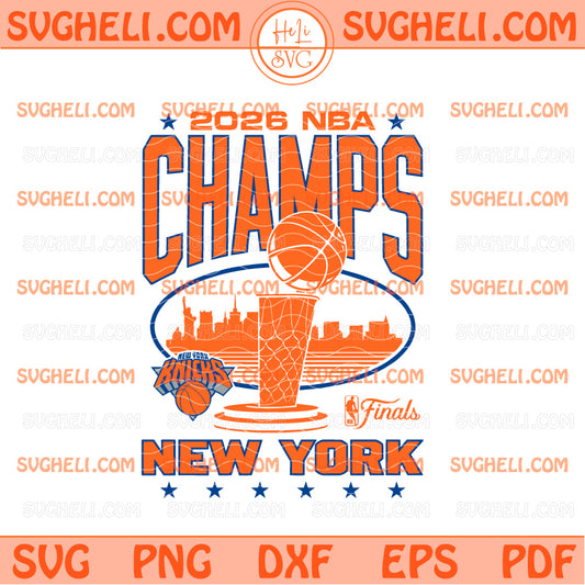 New York Knicks 2026 NBA Finals Champions Trophy Skyline Svg