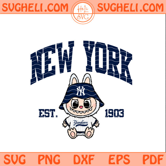 New York Yankees Labubu Baseball Svg Labubu MLB Svg Png Dxf Eps Pdf Files
