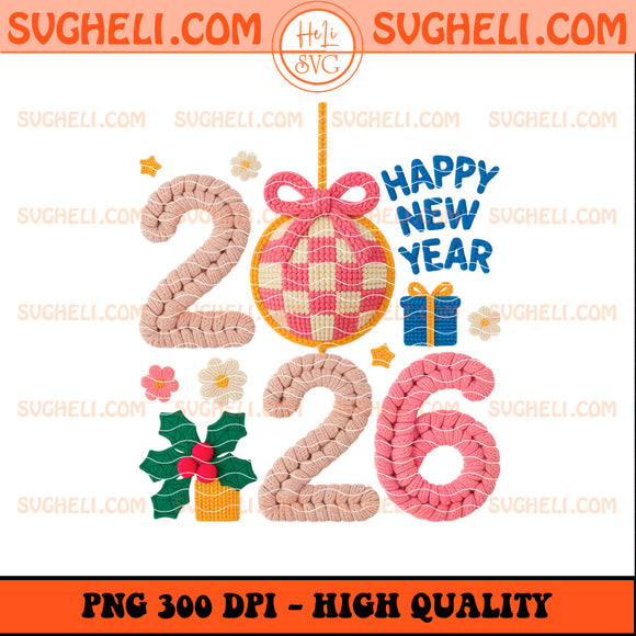 New year 2026 Latch Hook Yarn Crochet Png
