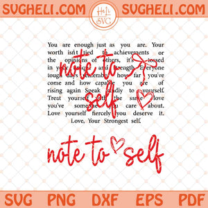 Note To Self Words Svg Motivational Coquette Bow Svg Png Dxf Eps Files