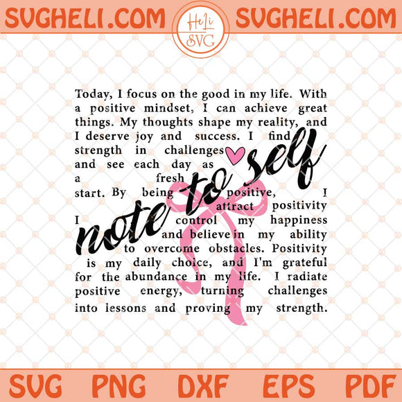 Note To Self Words Svg Self Love Coquette Bow Svg Png Dxf Eps Files