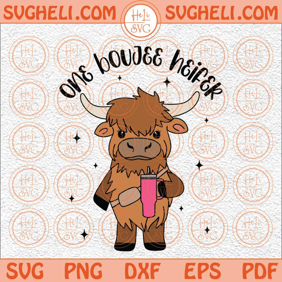 One Boujee Heifer Highland Cow Stanley Inspired Belt Bag Svg Png Dxf Eps Files