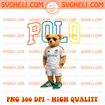 POLO World Cup 2026 Soccer Png Bundle featuring a bear mascot in soccer attire, PNG 300 DPI, high quality image.