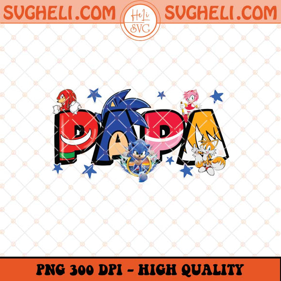 Papa Sonic Png Father's Day Png Dad With Cartoon Png Sublimation Files
