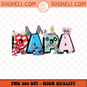 Papa Stitch Png Father's Day Word Png Dad With Cartoon Png Sublimation Files