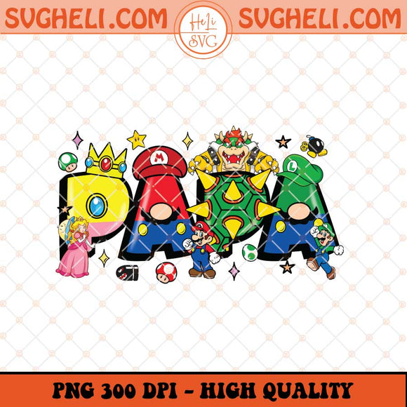 Papa Super Mario Png Father's Day Word Png Dad Png Sublimation Files