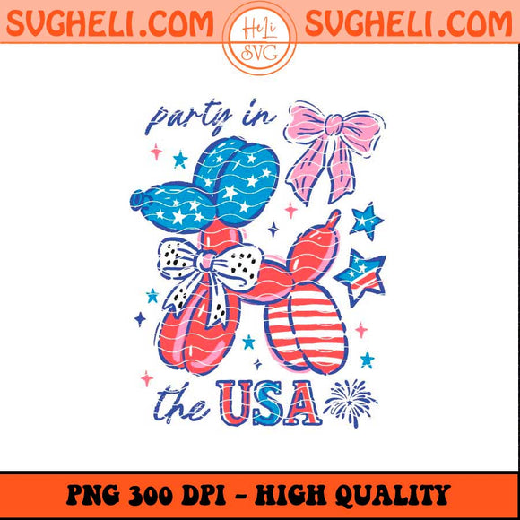 Party In The USA Png Coquette 4th of July Sublimation Design