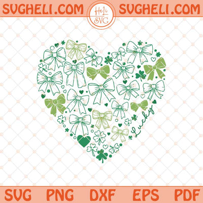 Patrick Coquette Bow Heart Svg Coquette Shamrock Heart Svg Png Dxf Eps Files