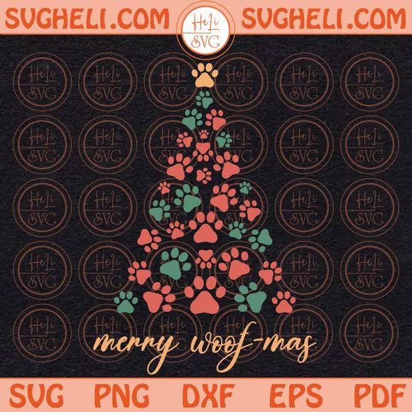 Paw Christmas Tree Svg Merry Woofmas Svg Christmas Family Svg Png Dxf Eps