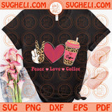 Peace Love Coffee Svg Leopard Coffee Cup Leopard Peace Sign Svg Png Dxf Eps Files