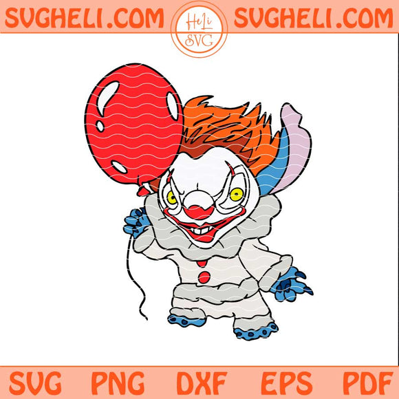 Pennywise Stitch Halloween Svg Stitch Halloween Svg Png Dxf Eps Files